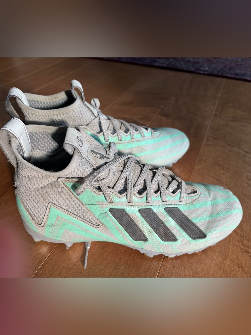 adidas Mint Green and Light Gray Football Cleats